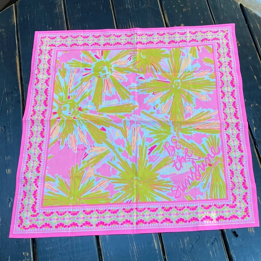 Lilly Pulitzer Pink & Yellow Be The Sunshine Floral Scarf